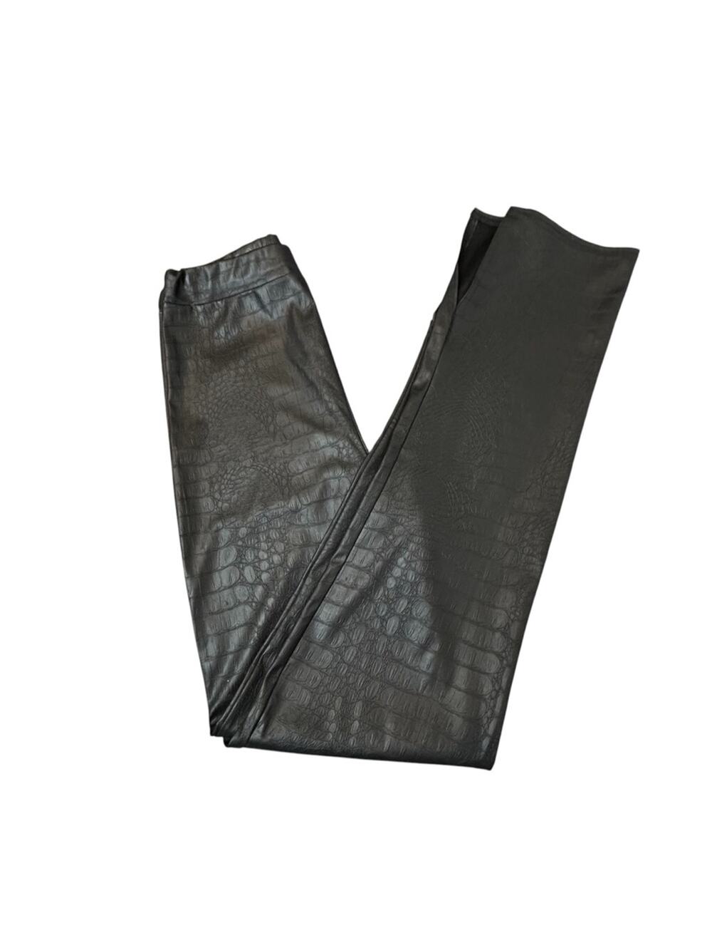 Missy Empire Faux Croc Pants Womens Size 12 Black High Waist Stretch Moto Y2K